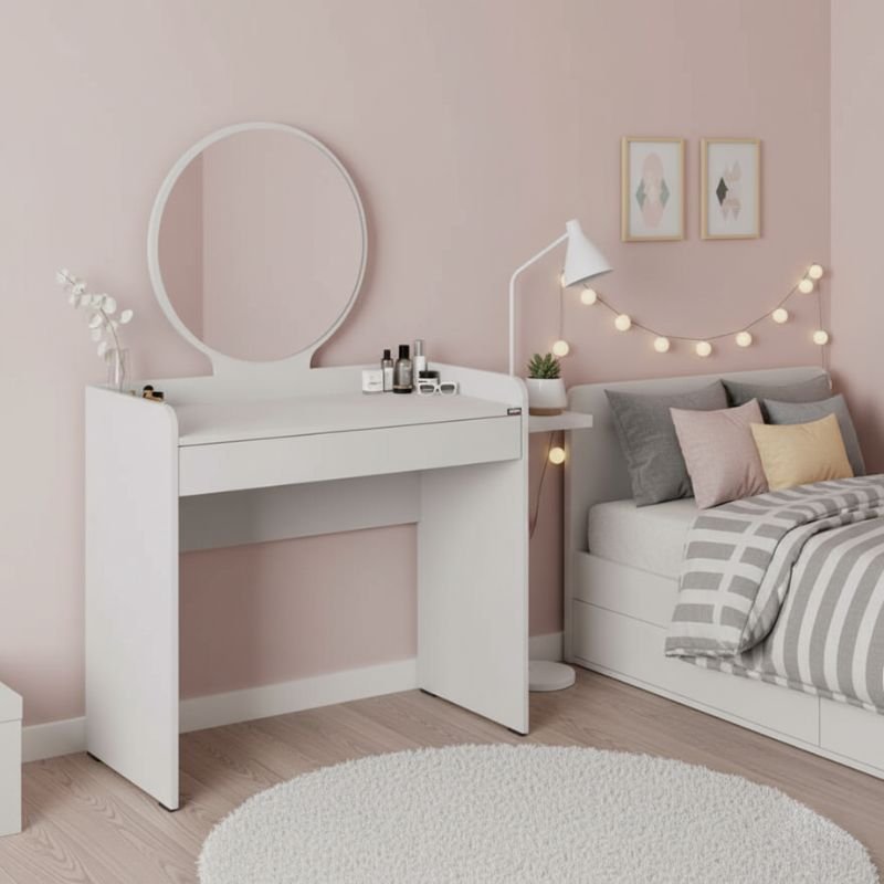 GP009-02672-0 Τουαλέτα με καθρέπτη Curve Megapap χρώμα λευκό 90x47x142εκ. - Image 1