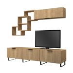 Σύνθεση τηλεόρασης Heydar Megapap χρώμα φυσικό οξιάς 210x35x50εκ. - Image 3