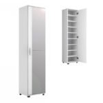 Ντουλάπα ρούχων - παπουτσοθήκη Visla Megapap μονόφυλλη με καθρέπτη χρώμα λευκό 45x36x187εκ.