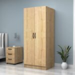 Ντουλάπα ρούχων Vivian Megapap δίφυλλη χρώμα φυσικό οξιάς 80x51,8x181εκ. - Image 2
