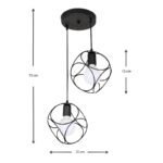 Φωτιστικό οροφής Lusita Megapap E27 μεταλλικό δίφωτο χρώμα μαύρο 35x35x70εκ. - Image 3