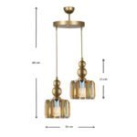 Φωτιστικό οροφής Alaba Megapap E27 μεταλλικό - γυάλινο δίφωτο χρώμα χρυσό 30x30x80εκ. - Image 3