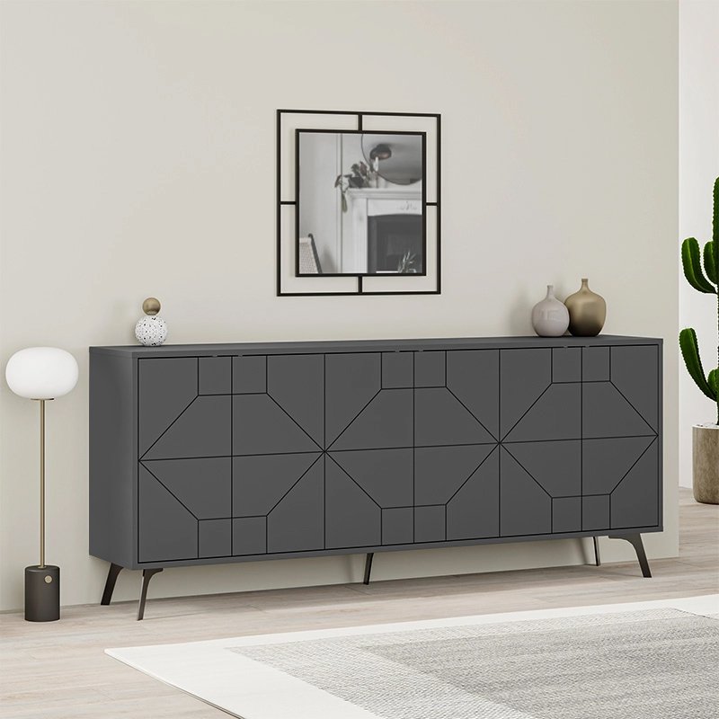 GP037-00682-0 Μπουφές Dune Megapap χρώμα ανθρακί 184x35x77,4εκ. - Image 1