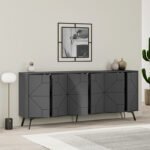 Μπουφές Dune Megapap χρώμα ανθρακί 184x35x77,4εκ. - Image 2