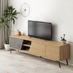 Έπιπλο τηλεόρασης Fiona Megapap χρώμα sapphire oak - γκρι ρετρό 180x35,6x48εκ. - Image 3