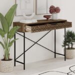 Κονσόλα Heaton Megapap μεταλλική - μελαμίνης χρώμα ανοιχτό καρυδί 110x35,6x90εκ. - Image 2