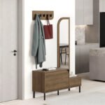 Έπιπλο εισόδου Mila Megapap με κρεμάστρα χρώμα ανοιχτό καρυδί 120x37x171,6εκ. - Image 3