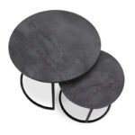 Τραπεζάκι σαλονιού σετ 2 τμχ Gary Megapap Mdf - μεταλλικό χρώμα σκούρο γκρι σκυροδέματος 65x65x44εκ. - Image 3