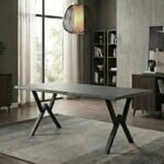 Τραπέζι Walter Megapap Mdf - μεταλλικό χρώμα σκούρο γκρι σκυροδέματος 200x100x75εκ.