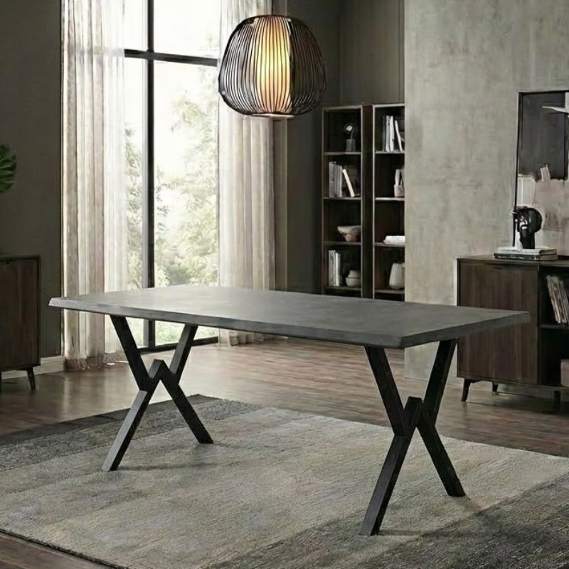 GP038-00053-0 Τραπέζι Walter Megapap Mdf - μεταλλικό χρώμα σκούρο γκρι σκυροδέματος 200x100x75εκ. - Image 1