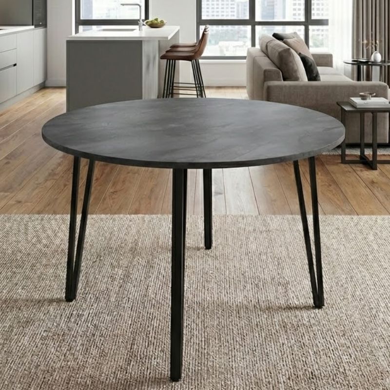 GP038-00292-0 Τραπέζι Zeno Megapap χρώμα σκούρο γκρι σκυροδέματος Ø110x73,5εκ. - Image 1