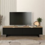 Έπιπλο τηλεόρασης Bohema Megapap χρώμα μαύρο - sepet oak 180x47x45,6εκ. - Image 3