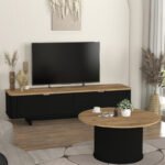 Έπιπλο τηλεόρασης Bohema Megapap χρώμα μαύρο - sepet oak 180x47x45,6εκ. - Image 5