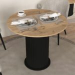 Τραπέζι Bohema Megapap χρώμα μαύρο - sepet oak Ø90x77,7εκ.