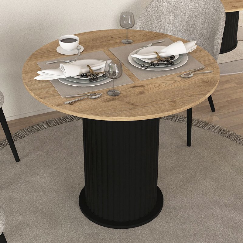 GP042-02852-0 Τραπέζι Bohema Megapap χρώμα μαύρο - sepet oak Ø90x77,7εκ. - Image 1