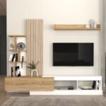 Σύνθεση τηλεόρασης Vermont Megapap χρώμα λευκό - sepet oak 240x40x192εκ.