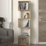 Βιβλιοθήκη Alvina Megapap χρώμα sapphire oak - λευκό 45x19,6x158,8εκ. - Image 2