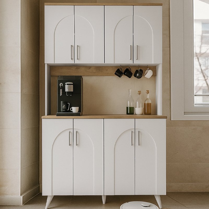 GP042-03361-0 Έπιπλο κουζίνας Kalira 4 Megapap χρώμα λευκό - rota oak 120x40x196εκ. - Image 1