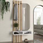 Έπιπλο εισόδου Reyas Megapap χρώμα λευκό - sepet oak 90x27x205,6εκ. - Image 3