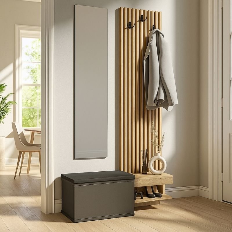 GP042-03621-0 Έπιπλο εισόδου Dumont Megapap χρώμα ανθρακί - sepet oak 104,8x35x198εκ. - Image 1