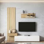 Σύνθεση τηλεόρασης Rosaline Megapap χρώμα λευκό - sepet oak 183x31,3x196,9εκ.