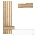 Σύνθεση τηλεόρασης Rosaline Megapap χρώμα λευκό - sepet oak 183x31,3x196,9εκ. - Image 8