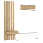 Σύνθεση τηλεόρασης Rosaline Megapap χρώμα λευκό - sepet oak 183x31,3x196,9εκ. - Image 9