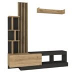 Σύνθεση τηλεόρασης Vermont Megapap χρώμα ανθρακί - sepet oak 180x40x193,8εκ. - Image 9