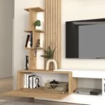 Σύνθεση τηλεόρασης Vermont Megapap χρώμα λευκό - sepet oak 180x40x193,8εκ. - Image 5