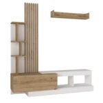 Σύνθεση τηλεόρασης Vermont Megapap χρώμα λευκό - sepet oak 180x40x193,8εκ. - Image 9