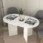 Τραπέζι Cortado Megapap χρώμα λευκό εφέ μαρμάρου 138x80x75εκ. - Image 5