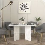 Τραπέζι Cortado Megapap χρώμα λευκό εφέ μαρμάρου 138x80x75εκ. - Image 6