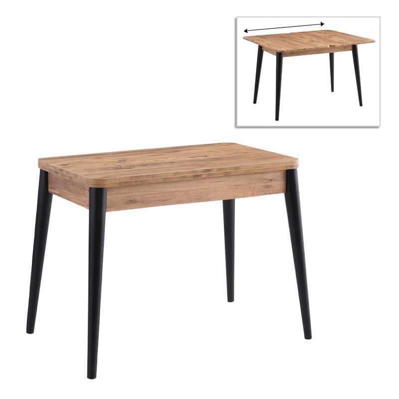GP052-02092-0 Τραπέζι Dolunay Megapap επεκτεινόμενο χρώμα atlantic pine - μαύρο 100x60(120x100)x79,5εκ. - Image 1