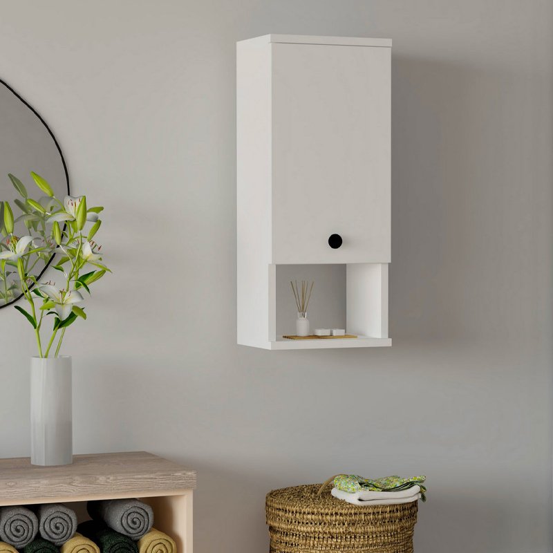 GP052-02393-0 Ντουλάπι μπάνιου επιτοίχιο Mis Megapap χρώμα λευκό 30x21,8x71εκ. - Image 1