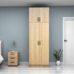 Ντουλάπα ρούχων Vivian Megapap δίφυλλη με πατάρι χρώμα φυσικό οξιάς 80x51,8x240εκ. - Image 4