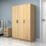 Ντουλάπα ρούχων Vivian Megapap τρίφυλλη χρώμα φυσικό οξιάς 120x51,8x181εκ. - Image 3