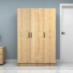 Ντουλάπα ρούχων Vivian Megapap τρίφυλλη χρώμα φυσικό οξιάς 120x51,8x181εκ. - Image 4