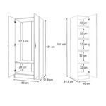 Ντουλάπα ρούχων Vivian Megapap τρίφυλλη χρώμα φυσικό οξιάς 120x51,8x181εκ. - Image 6