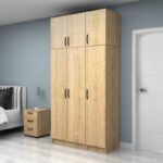 Ντουλάπα ρούχων Vivian Megapap τρίφυλλη με πατάρι χρώμα φυσικό οξιάς 120x51,8x240εκ. - Image 3