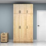 Ντουλάπα ρούχων Vivian Megapap τρίφυλλη με πατάρι χρώμα φυσικό οξιάς 120x51,8x240εκ. - Image 4