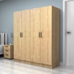 Ντουλάπα ρούχων Vivian Megapap τετράφυλλη χρώμα φυσικό οξιάς 160x51,8x181εκ. - Image 3