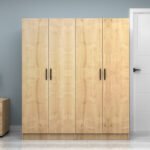 Ντουλάπα ρούχων Vivian Megapap τετράφυλλη χρώμα φυσικό οξιάς 160x51,8x181εκ. - Image 4