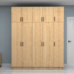 Ντουλάπα ρούχων Vivian Megapap πεντάφυλλη με πατάρι χρώμα φυσικό οξιάς 200x51,8x240εκ. - Image 4