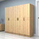 Ντουλάπα ρούχων Vivian Megapap πεντάφυλλη χρώμα φυσικό οξιάς 200x51,8x181εκ. - Image 3