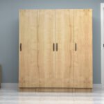 Ντουλάπα ρούχων Vivian Megapap τετράφυλλη χρώμα φυσικό οξιάς 160x51,8x181εκ. - Image 4