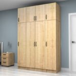 Ντουλάπα ρούχων Vivian Megapap τετράφυλλη με πατάρι χρώμα φυσικό οξιάς 160x51,8x240εκ. - Image 3