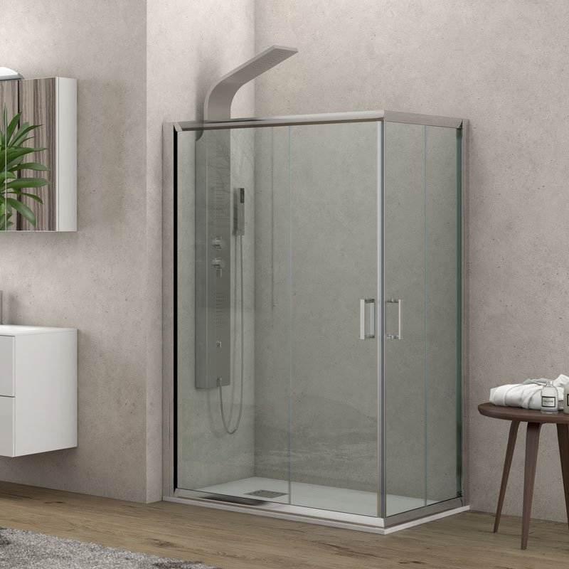 NFL10070130180_1 Καμπίνα ορθογώνια με διάφανο κρύσταλλο NEW FLORA 100 Cromo KARAG 70x130x180cm - Image 1