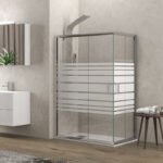 Καμπίνα ορθογώνια με σεριγραφάτο κρύσταλλο NEW FLORA 100 Cromo KARAG 80x140x180cm
