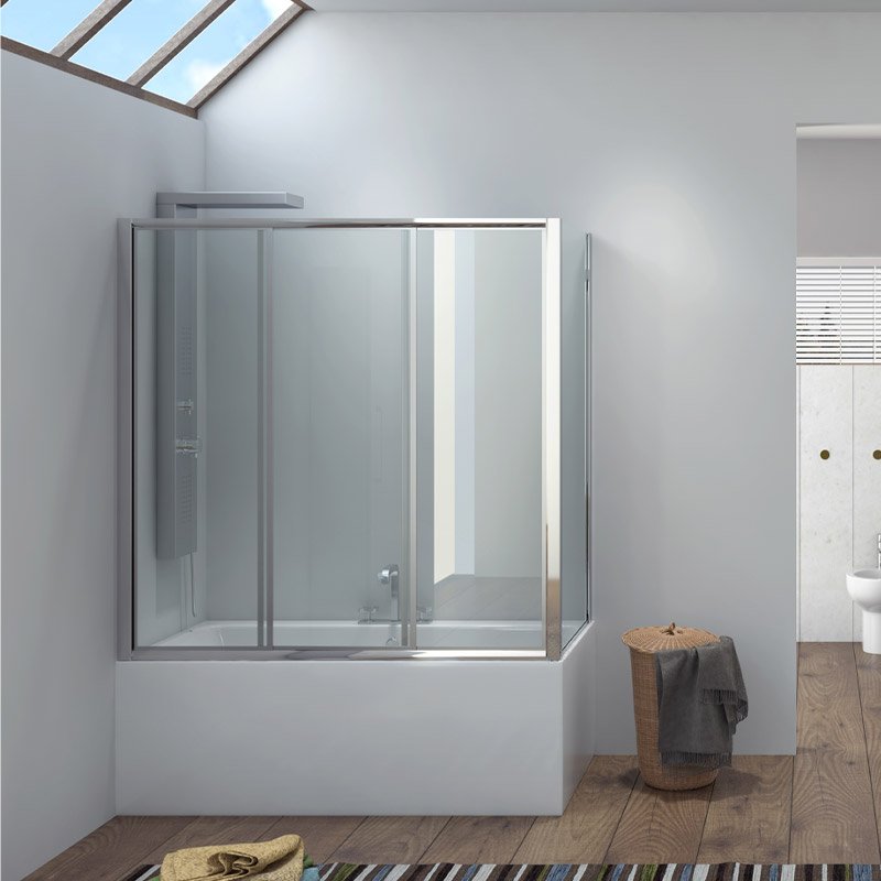 PEKS100150_5 Καμπίνα μπανιέρας από τοίχο σε τοίχο με σεριγραφάτο κρύσταλλο PENTA K-100 KARAG 150x148cm - Image 1