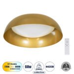 GLOBOSTAR® ANATOLIA 61263 Μοντέρνο Φωτιστικό Οροφής LED 60W 6900lm 120° AC 220-240V IP20 Ρυθμιζόμενο Λευκό CCT με Χειριστήριο από 2700K έως 6000K Dimmable - Lumileds SMD Chip - Χρυσό - Μ43 x Π43 x Υ11cm - 3 Χρόνια Εγγύηση - Image 2